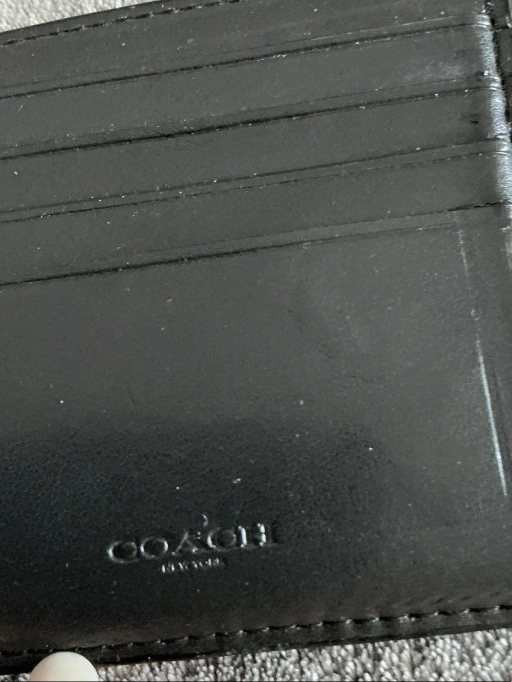 Men's Coach Black Monogram Bi-Fold Wallet, Black